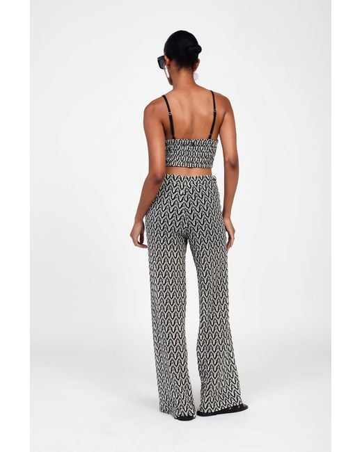 Pantalon Évasé À Motif Zigzag Dixie en coloris White