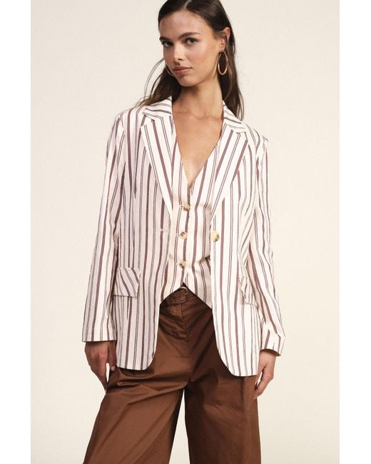 Blazer Rayé Avec Poches Frontales Et Fermeture À Boutons Dixie en coloris Natural