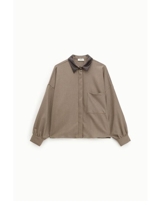 Camicia A Quadretti Con Colletto A Contrasto di Dixie in Natural