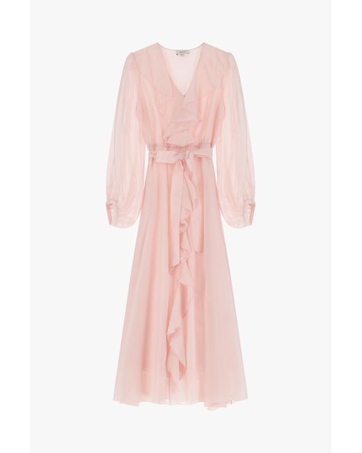 Vestito Lungo Con Maniche Lunghe Fluenti di Dixie in Pink