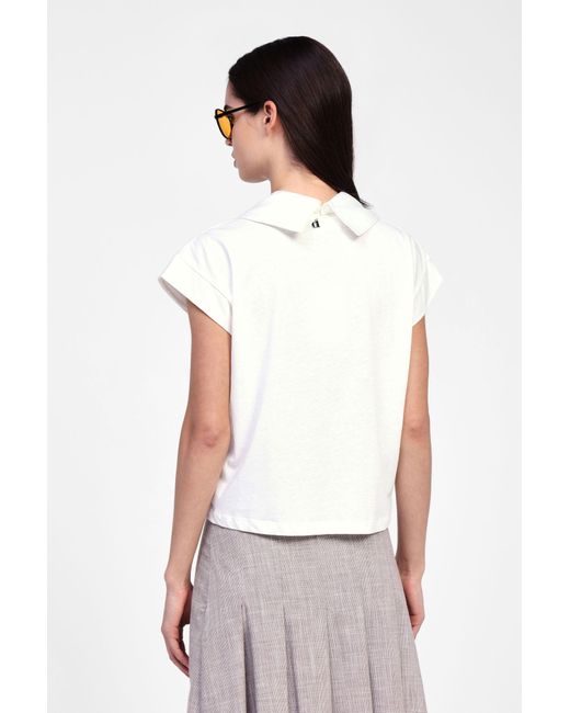 T-Shirt Con Colletto Decorato di Dixie in White