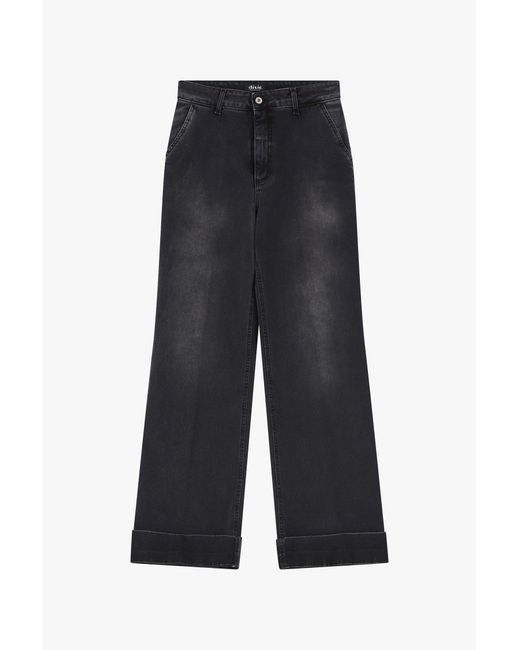 Jeans A Gamba Ampia Con Vita Alta di Dixie in Black