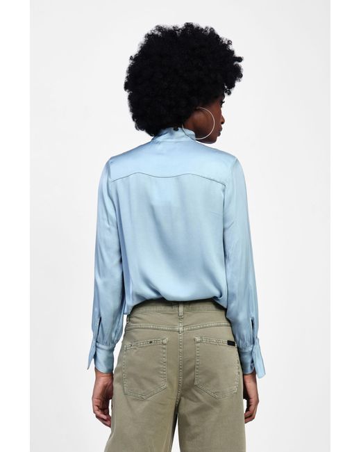 Blusa Fluida Con Maniche Lunghe E Fiocco di Dixie in Blue