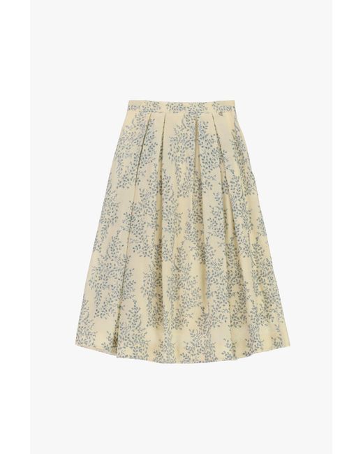 Jupe Midi Taille Haute À Imprimé Fleuri Et Plis Dixie en coloris White