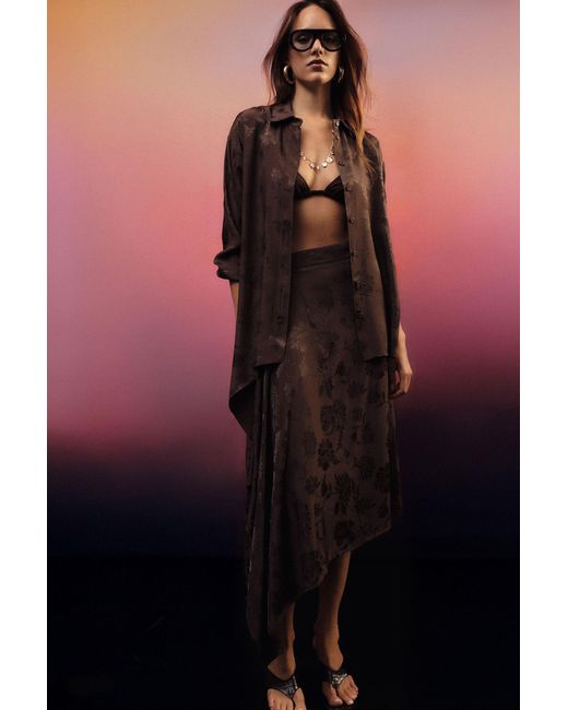 Jupe Asymétrique Taille Haute À Drapé Dixie en coloris Brown