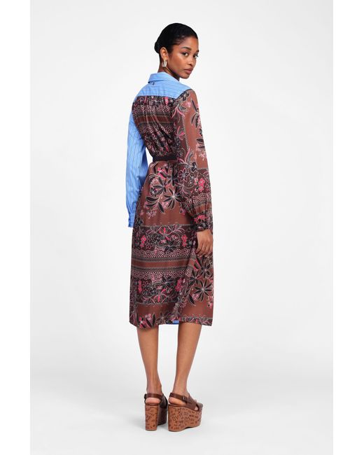 Abito Midi Con Blocchi Di Colore di Dixie in Blue