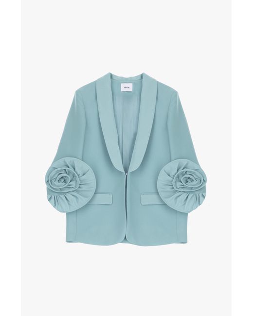 Veste Avec Boutonnage Simple Et Fleur Appliquée Sur Les Manches Dixie en coloris Blue