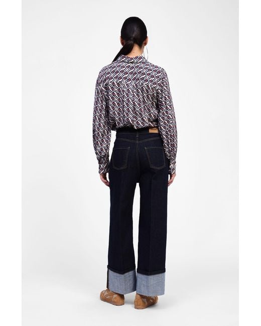 Jeans A Gamba Larga Con Risvolto di Dixie in Blue