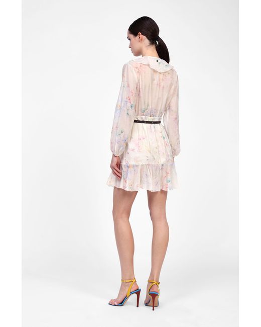 Robe Courte Imprimée Avec Volants Dixie en coloris Multicolor