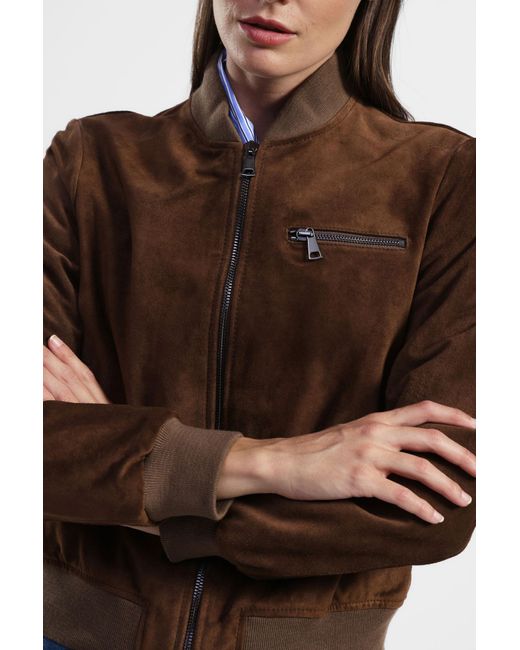 Giacca Bomber Zip Con Tasca di Dixie in Brown