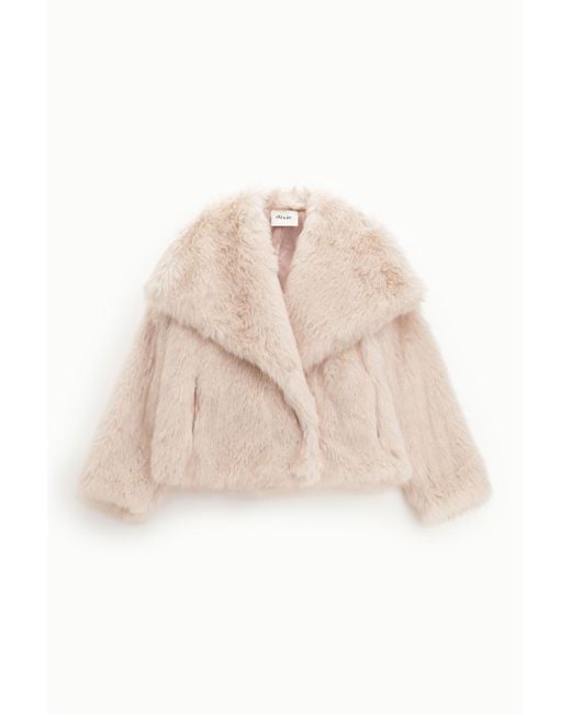 Eco-Fur Corta Con Maxi Revers di Dixie in Natural