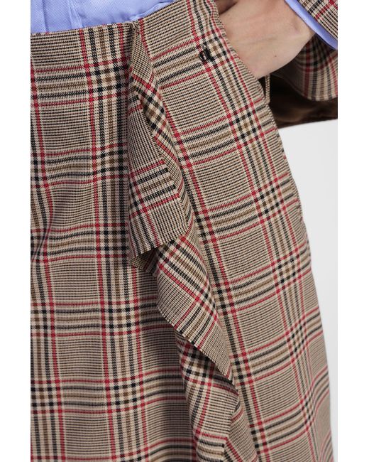 Jupe Mi-Longue Taille Haute À Carreaux Et Drapé Dixie en coloris Natural