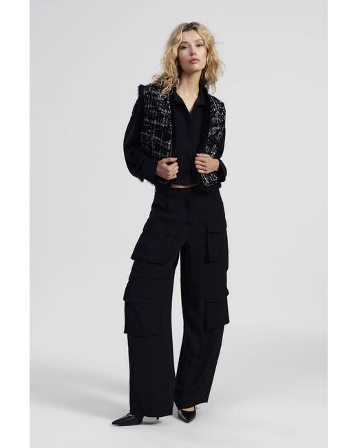 Pantalon Palazzo Taille Haute À Grandes Poches Dixie en coloris Black