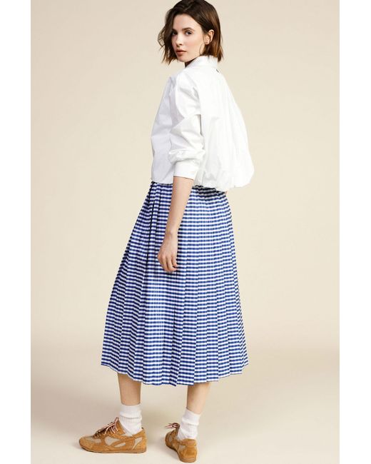 Jupe Midi Taille Haute À Plis Et Cordon Dixie en coloris Blue