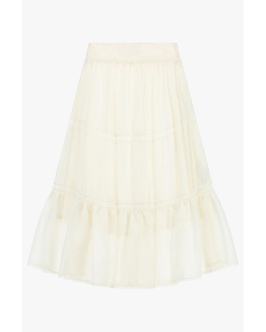Jupe Longue À Inserts Dentelle Et Taille Haute Dixie en coloris White