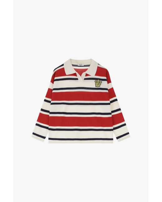 Pullover A Righe Con Colletto Polo di Dixie in Red