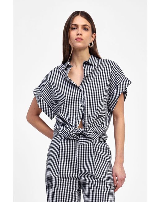 Camicia A Quadri Con Nodo Frontale di Dixie in Blue