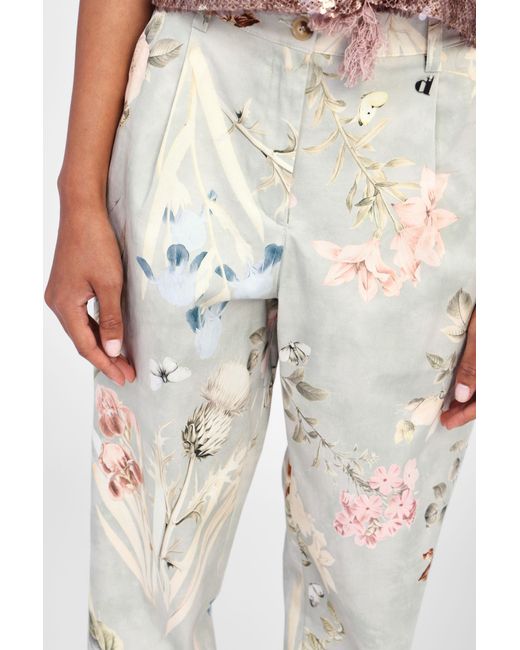 Pantalon Taille Haute Imprimé Floral Dixie en coloris White