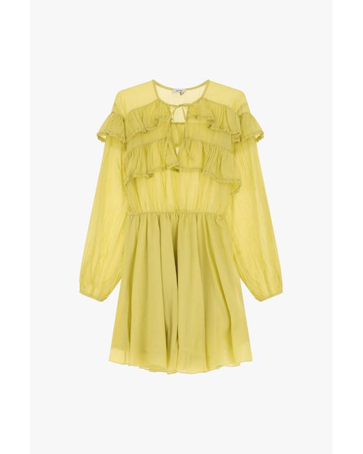 Vestito Corto Con Maniche Lunghe Fluenti di Dixie in Yellow