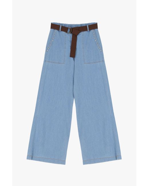 Jeans Ampi Con Cintura Decorativa di Dixie in Blue