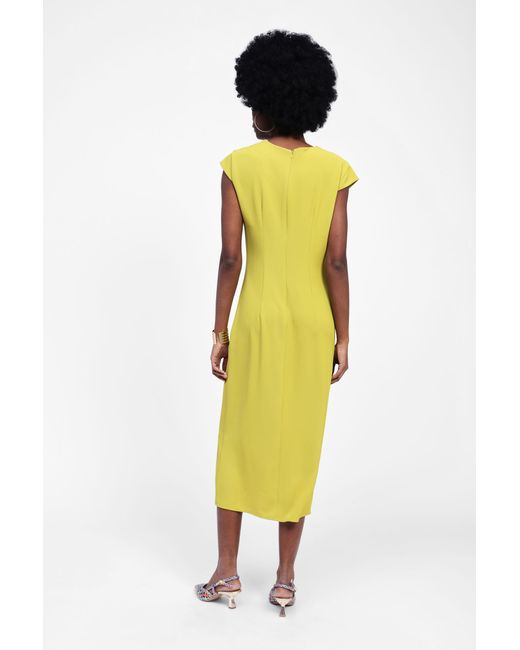 Abito Midi Drappeggiato Con Scollo A V di Dixie in Yellow