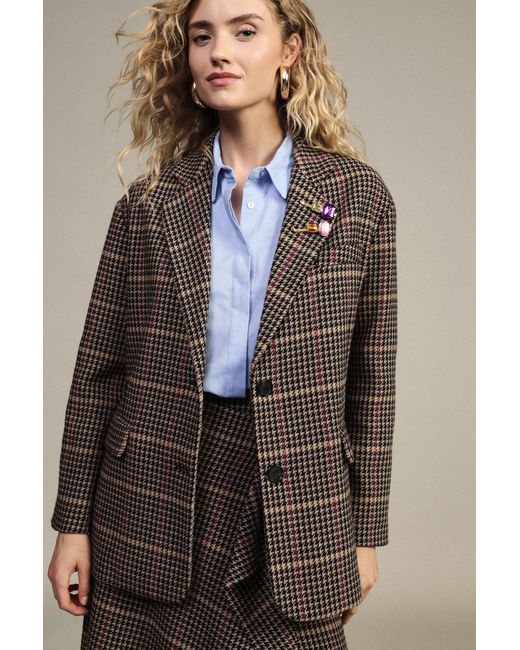Blazer À Carreaux Avec Poches Plaquées Et Boutons Dixie en coloris Brown