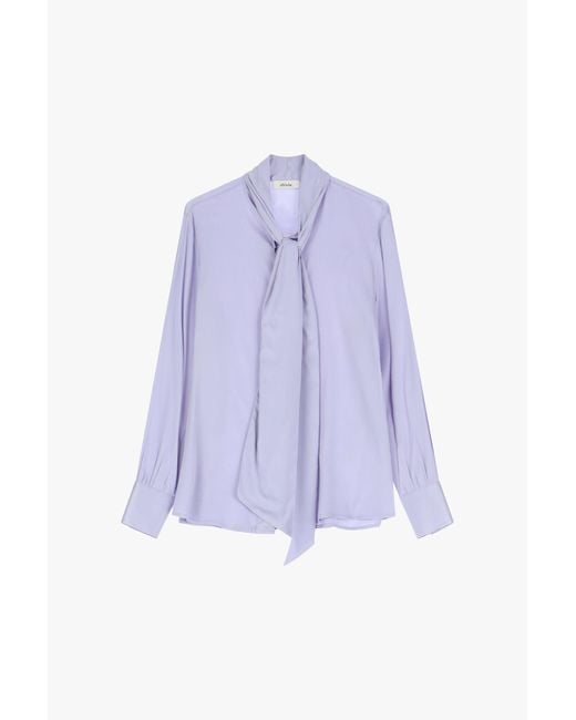 Camicia Fluida Con Maniche Lunghe E Fiocco di Dixie in Blue