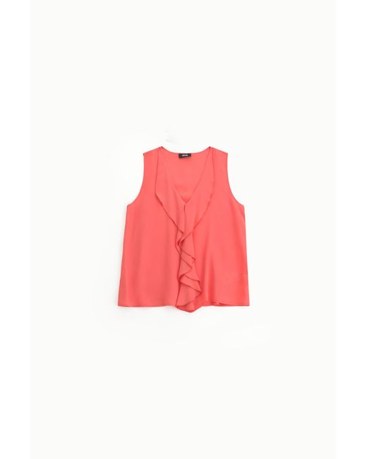Top Senza Maniche Con Scollo A V E Volant di Dixie in Red