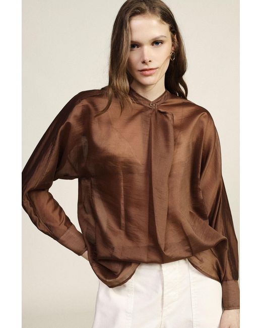 Chemise Manches Longues À Pli Asymétrique Dixie en coloris Brown