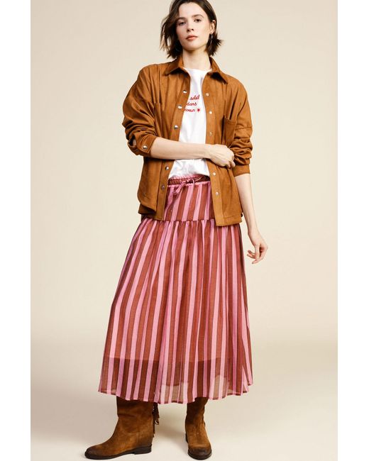 Jupe Longue À Rayures Taille Haute Avec Cordon Dixie en coloris Red