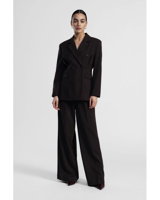 Pantaloni Palazzo Vita Alta Con Pince di Dixie in Black