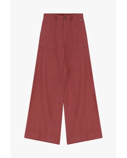 Pantaloni A Gamba Larga Con Vita Alta di Dixie in Red