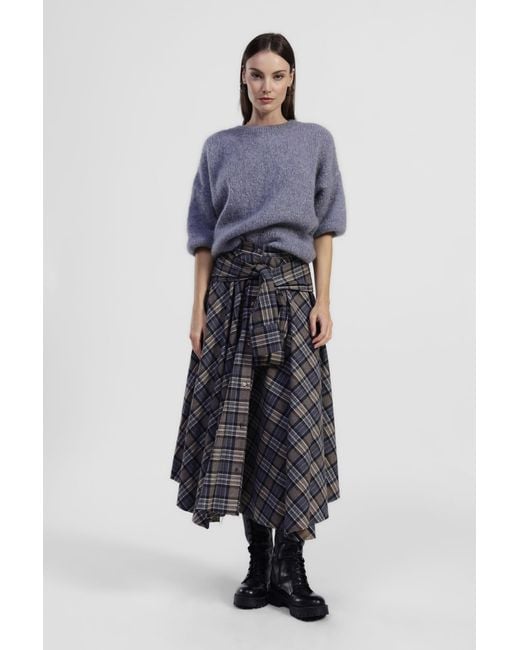 Jupe Longue À Carreaux Taille Haute Avec Nœud Dixie en coloris Blue