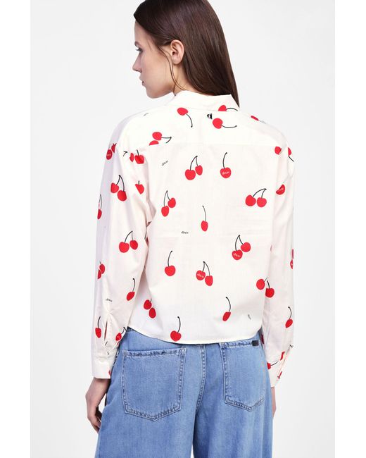 Camicia Con Stampa Ciliegie E Bottoni di Dixie in White