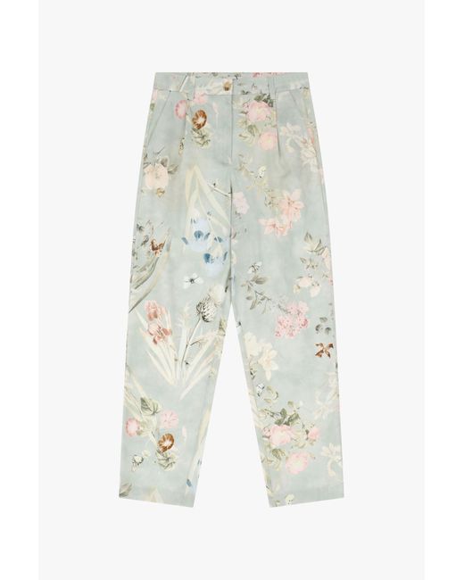Pantalon Taille Haute Imprimé Floral Dixie en coloris White