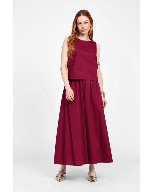 Jupe Midi Unie À Taille Haute Dixie en coloris Red
