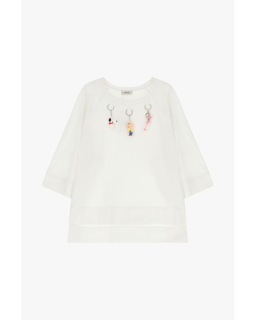 Felpa Con Maniche 3/4 E Pendenti di Dixie in White