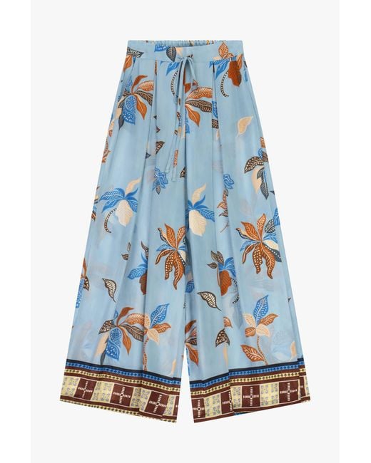 Pantalon Palazzo Imprimé Taille Haute À Cordon Dixie en coloris Blue