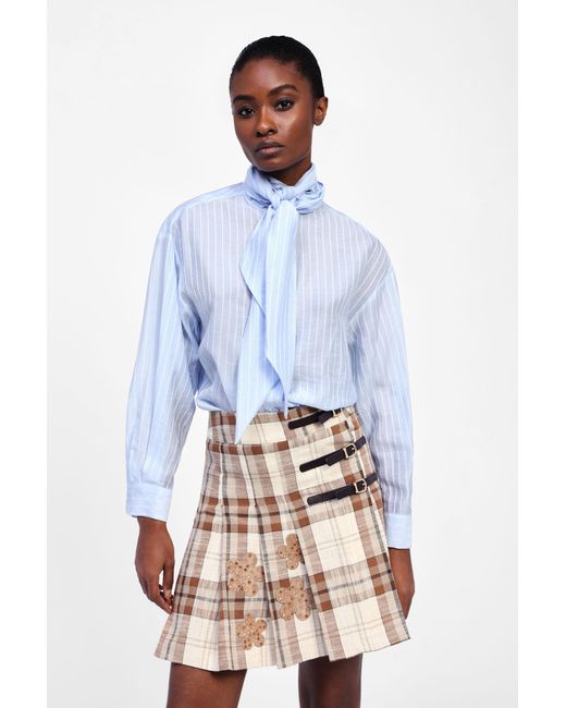 Camicia Con Fiocco E Righe Sottili di Dixie in Blue