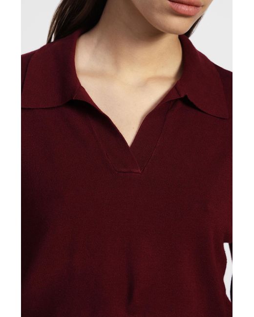 Maglione Pullover Collo Polo Maniche Lunghe di Dixie in Red