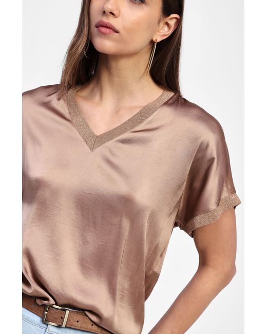 Maglia Maniche Corte Scollo A V di Dixie in Blue