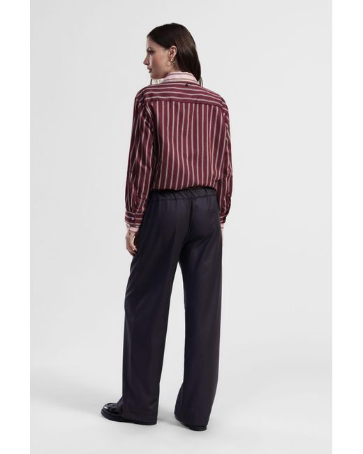 Pantalon Palazzo Taille Haute Avec Ceinture Élastique Contrastante Dixie en coloris Blue