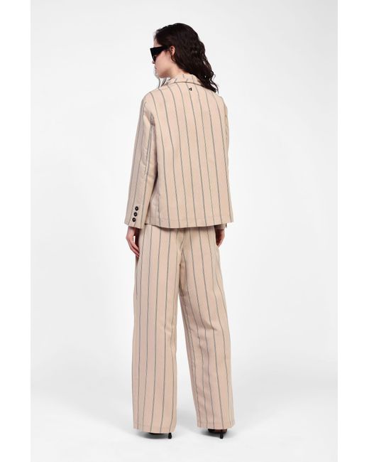 Pantaloni A Gamba Larga A Righe di Dixie in Natural