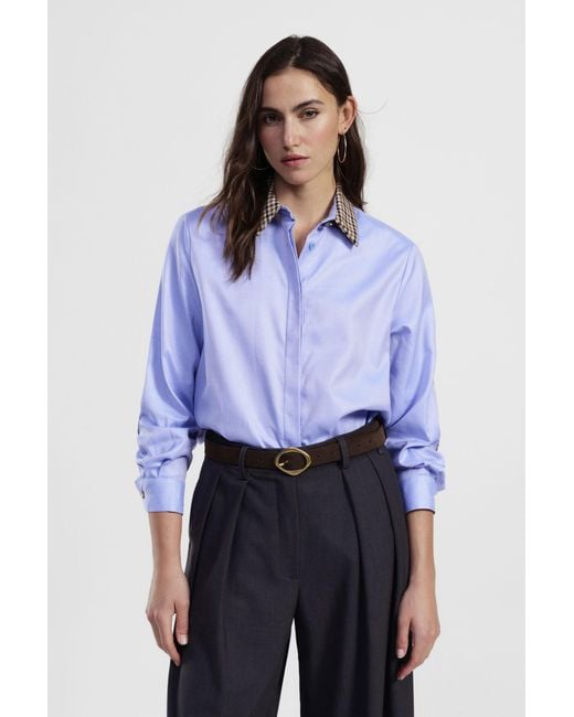 Camicia Con Colletto E Toppe A Quadri di Dixie in Purple