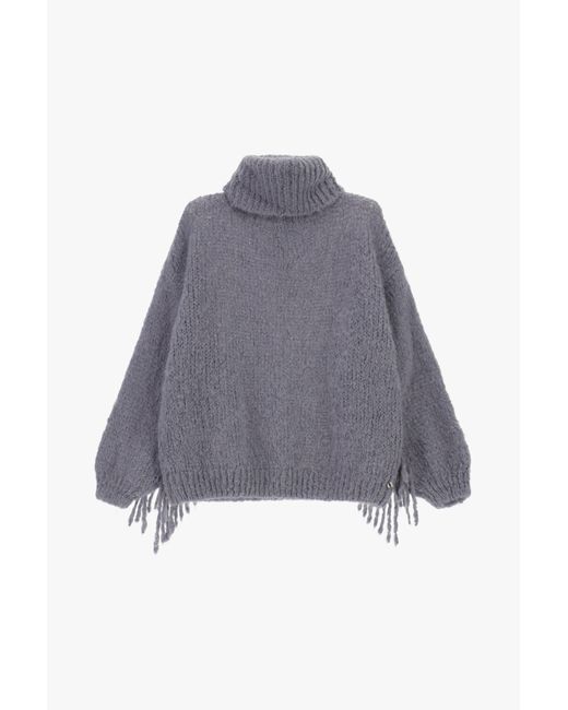 Pull Col Roulé À Manches Longues Avec Franges Latérales Dixie en coloris Blue