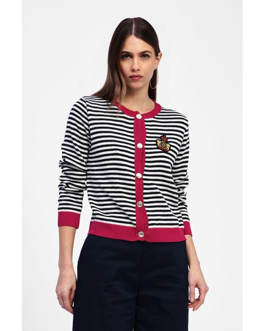 Cardigan A Righe Con Bottoni E Patch di Dixie in Red