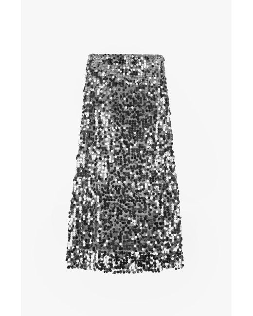 Gonna Lunga Con Paillettes E Vita Alta di Dixie in White