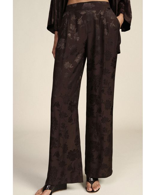 Pantalon Palazzo Taille Haute À Motif Fleuri Dixie en coloris Brown
