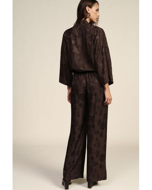 Pantalon Palazzo Taille Haute À Motif Fleuri Dixie en coloris Brown