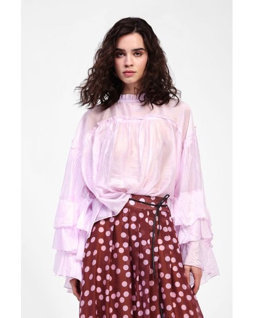 Camicia Ampia Con Maniche A Balze di Dixie in Red